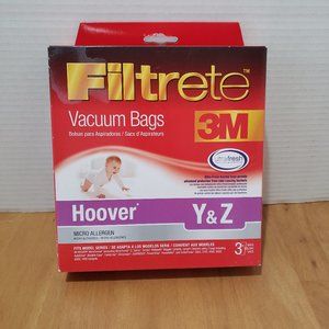 Filtrete Hoover Type Y‎ & Z Vacuum Bags Pkg. of 3 New in Box